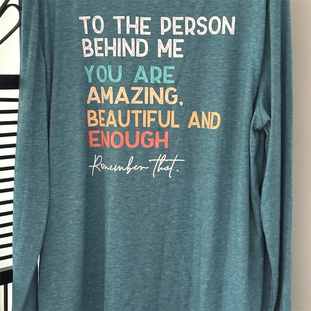YOU MATTER T-Shirt Womens 2XL Teal Heather Long Sleeve Graphic Smiley